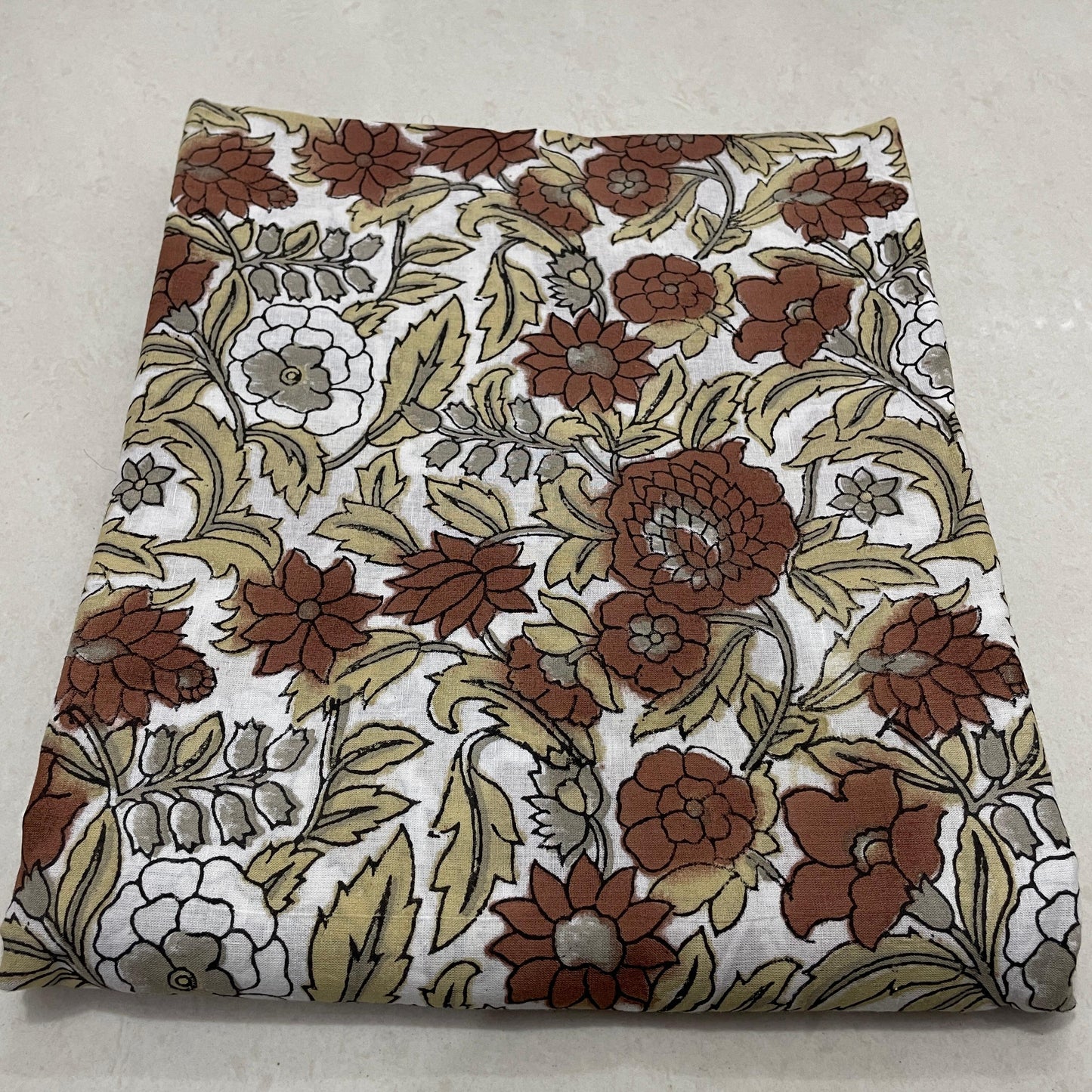 Hand Block Printed Cotton Suit Set with Mulmul Cotton Dupatta