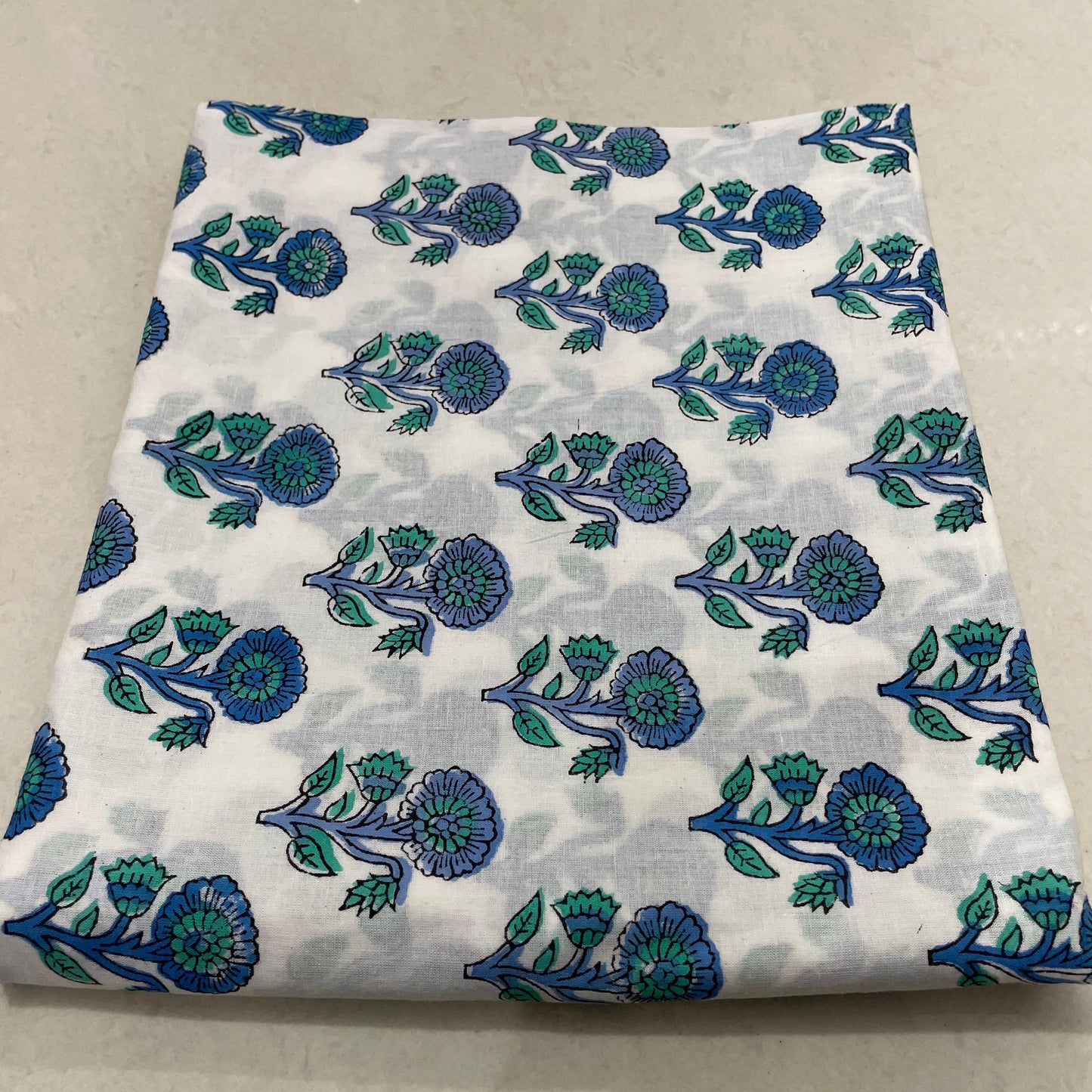 Hand Block Printed Cotton Suit Set with Mulmul Cotton Dupatta Honey Comb Print