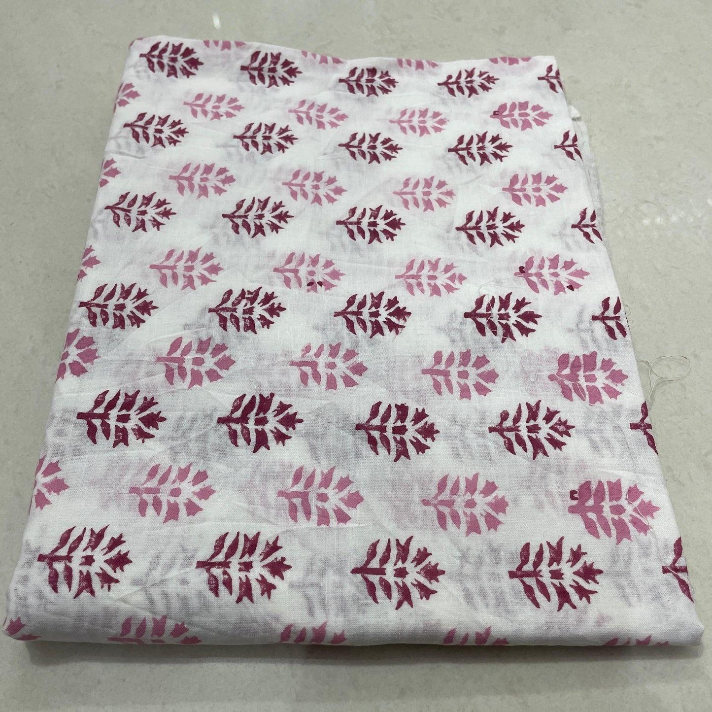Hand Block Printed Cotton Suit Set – Elegant Pink & Maroon Floral Design