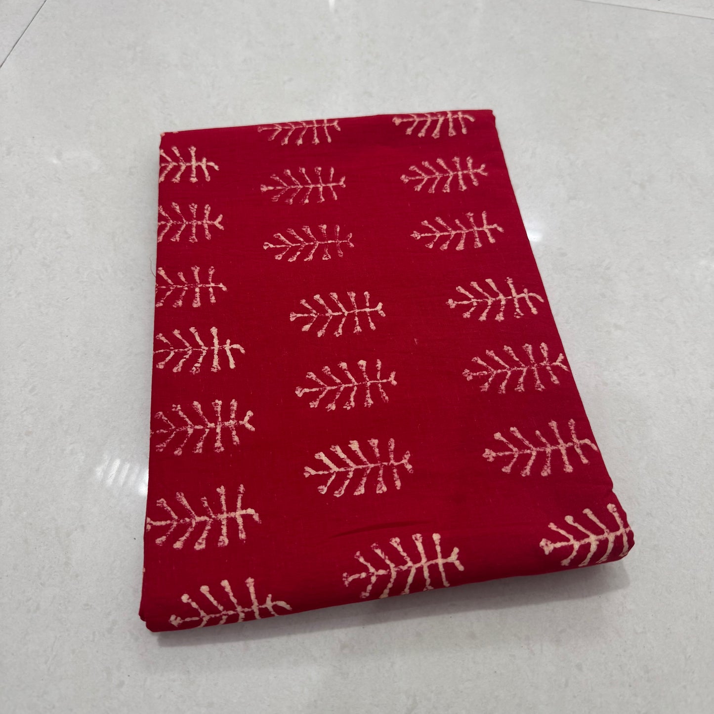 Hand Block Printed Cotton Suit with Cotton Dupatta Red