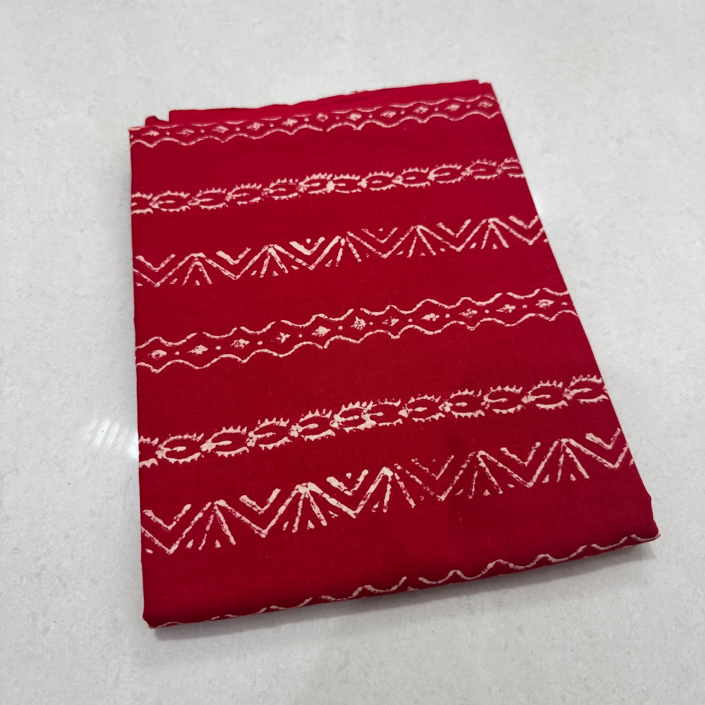 Hand Block Printed Cotton Suit with Cotton Dupatta Red