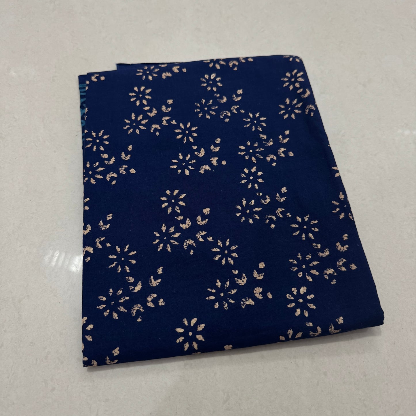 Hand Block Printed Cotton Suit with Cotton Dupatta Blue