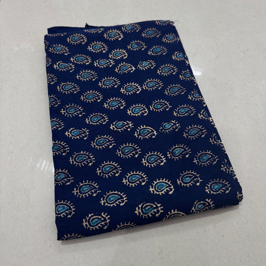 Hand Block Printed Cotton Suit with Cotton Dupatta Blue