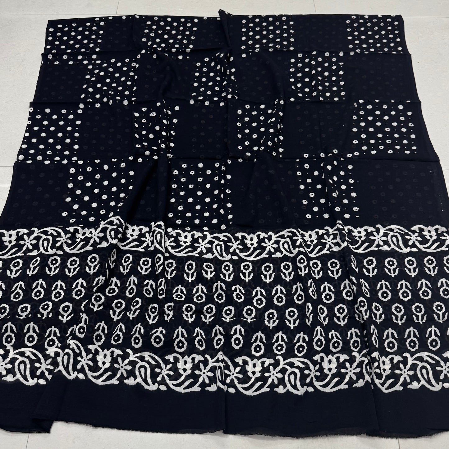 Hand Block Printed Cotton Suit with Cotton Dupatta New