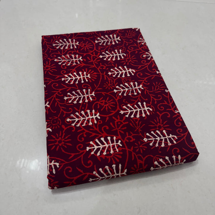 Hand Block Printed Cotton Suit with Cotton Dupatta Maroon Buta