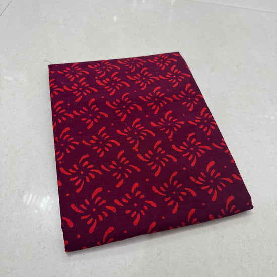 Hand Block Printed Cotton Suit with Cotton Dupatta Maroon Buta