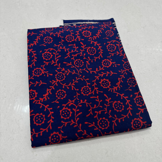 Hand Block Printed Cotton Suit with Cotton Dupatta Maroon Blue8