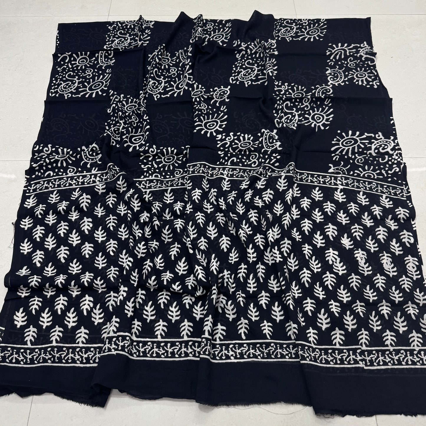 Hand Block Printed Cotton Suit with Cotton Dupatta Blue12