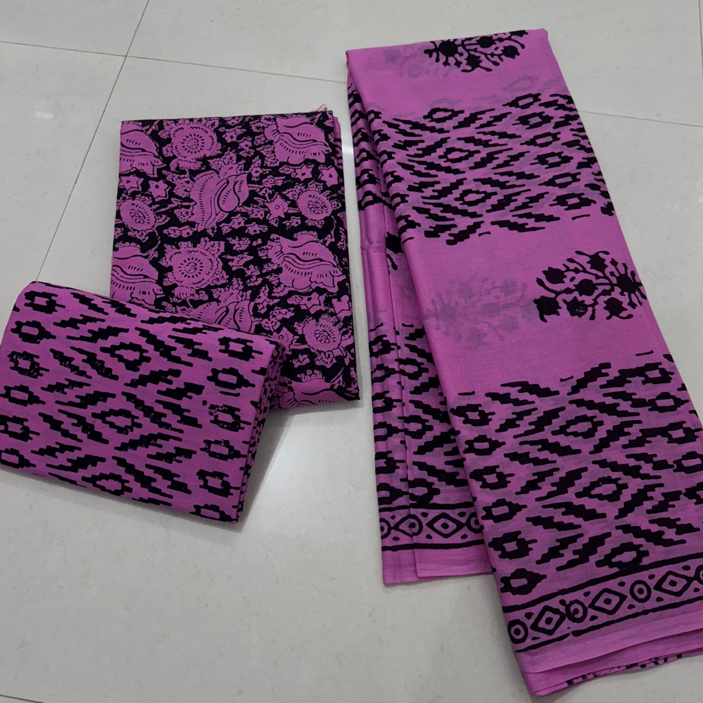 Hand Block Printed Cotton Suit with Cotton Dupatta Purple14