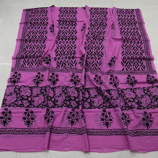 Hand Block Printed Cotton Suit with Cotton Dupatta Purple14